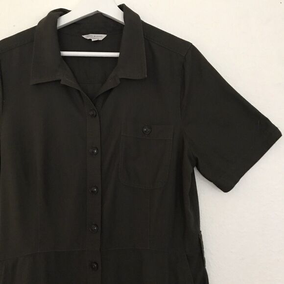 Lucky Brand Olive Green Short Sleeve Collared Casual Jumpsuit Flight Suit - L - Picture 2 of 7